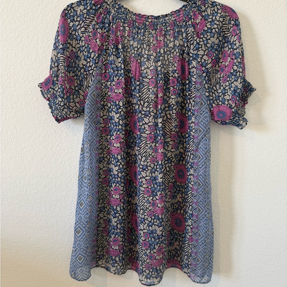 Floral Patterned Sheer Blouse